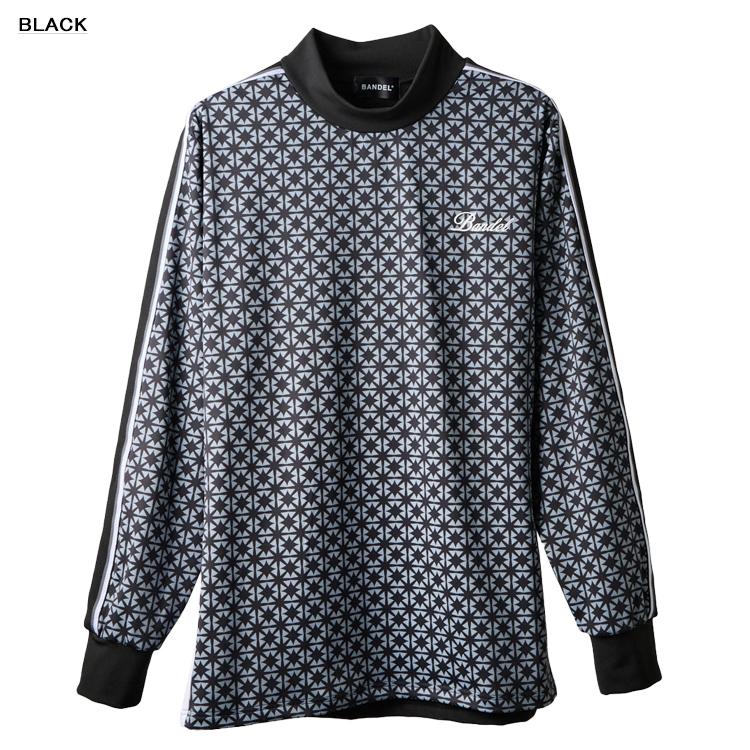 バンデル ゴルフ モックシャツ メンズ 長袖 シャツ ハイネック モックネック ストレッチ 保温 裏起毛 総柄 ゴルフウェア ブランド ロゴ BANDEL GOLF BGS-5AASMCの画像