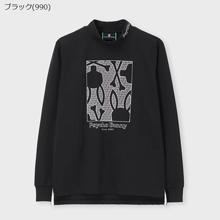 サイコバニーゴルフ　裏起毛長袖モックネック　M Psycho Bunny（サイコバニー） ゴルフ モックシャツ メンズ 長袖