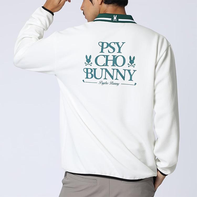 サイコバニー　長袖　ポロシャツ　ホワイト　ボタンダウン　L Psycho Bunny（サイコバニー） ゴルフ ポロシャツ メンズ 長袖 シャツ