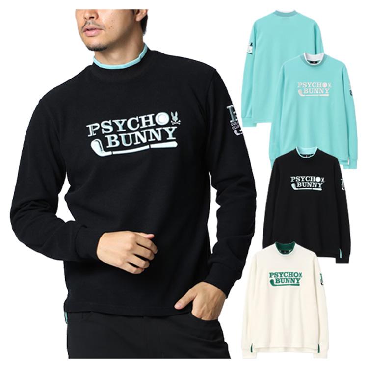 サイコバニーゴルフ　裏起毛長袖モックネック　M Psycho Bunny（サイコバニー） ゴルフ モックシャツ メンズ 長袖