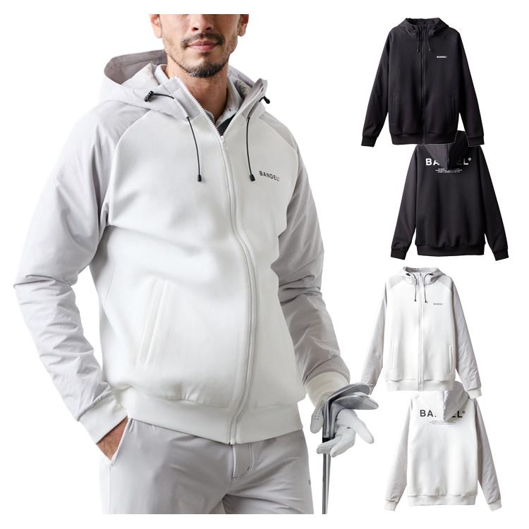 バンデル ゴルフ パーカー メンズ 長袖 フルジップ フード フーディー ストレッチ 撥水 軽量 保温性 ゴルフウェア ブランド 無地 ロゴ BGS-5ASRZH BANDEL GOLF BANDEL（バンデル） ゴルフ パーカー メンズ 長袖 フルジップ フード