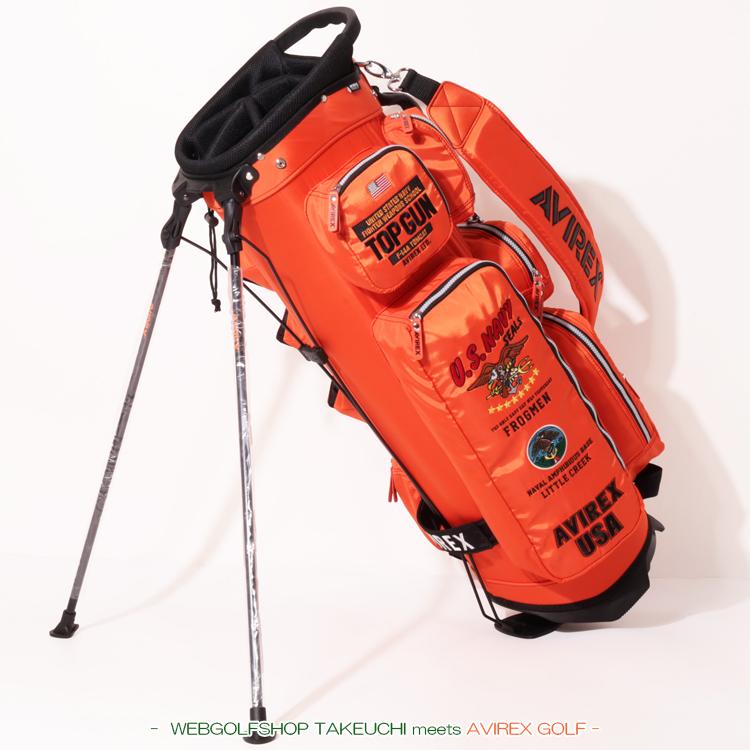 新品 AVIREX アヴィレックスゴルフ スタンド式 キャディバッグ オレンジ AVIREX（アヴィレックス） AVIREX GOLF アビレックス ゴルフ AVG5S