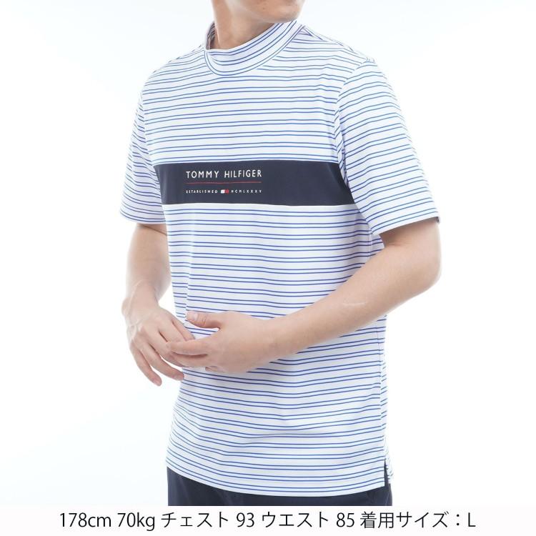 トミーヒルフィガー ゴルフ モックシャツ メンズ 半袖 シャツ モックネック ハイネック 吸水速乾 UVカット 抗菌防臭 ゴルフウェア ブランド 無地 ロゴ THMA615_11