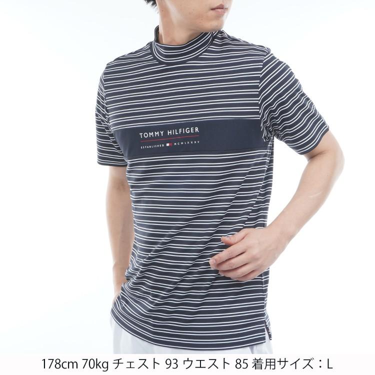トミーヒルフィガー ゴルフ モックシャツ メンズ 半袖 シャツ モックネック ハイネック 吸水速乾 UVカット 抗菌防臭 ゴルフウェア ブランド 無地 ロゴ THMA615_17