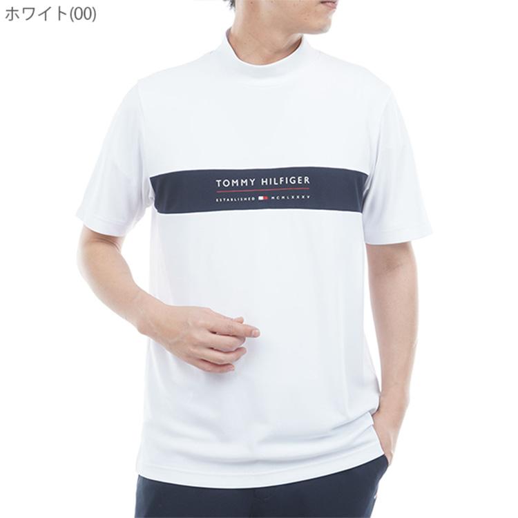 トミーヒルフィガー ゴルフ モックシャツ メンズ 半袖 シャツ モックネック ハイネック 吸水速乾 UVカット 抗菌防臭 ゴルフウェア ブランド 無地 ロゴ THMA615_2
