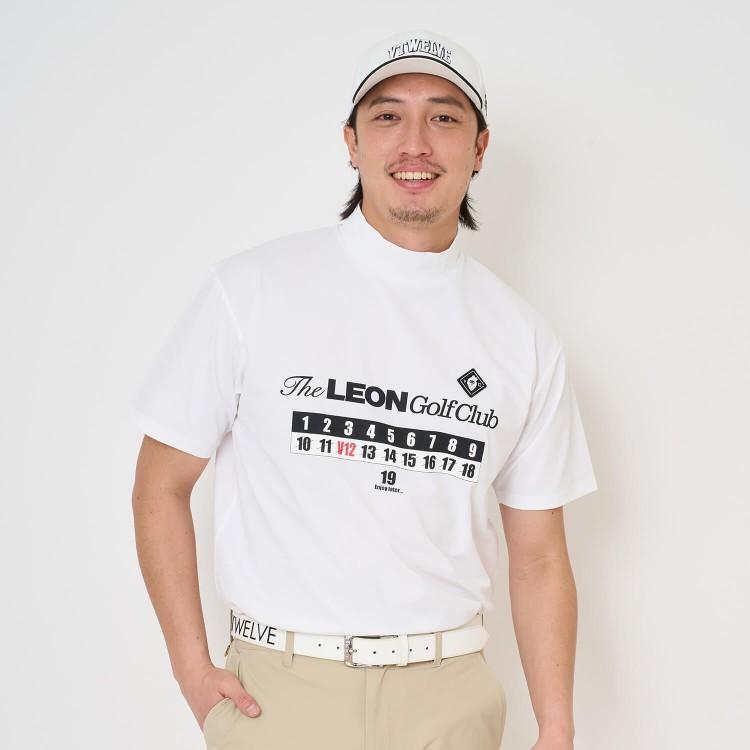 V12 ゴルフ モックシャツ ポロシャツ メンズ 半袖 コラボ LEON シャツ 2枚セット モックネック ゴルフポロ ストレッチ 吸水速乾 UVカット ロゴ V122611-PL17の画像