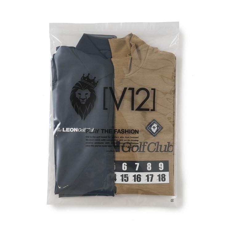 V12 ゴルフ モックシャツ ポロシャツ メンズ 半袖 コラボ LEON シャツ 2枚セット モックネック ゴルフポロ ストレッチ 吸水速乾 UVカット ロゴ V122611-PL19の画像