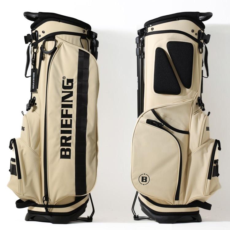BRIEFING ブリーフィング スタンド付き キャディバッグ ベージュ ロゴ柄 BRIEFING GOLF（ブリーフィングゴルフ） ブリーフィング ゴルフ