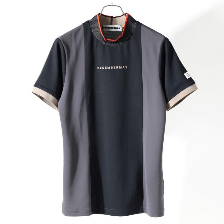 DECEMBERMAY モックネックシャツ 半袖 サイズXL ディセンバーメイ ゴルフ モックシャツ メンズ 半袖 ハイネック 吸湿速