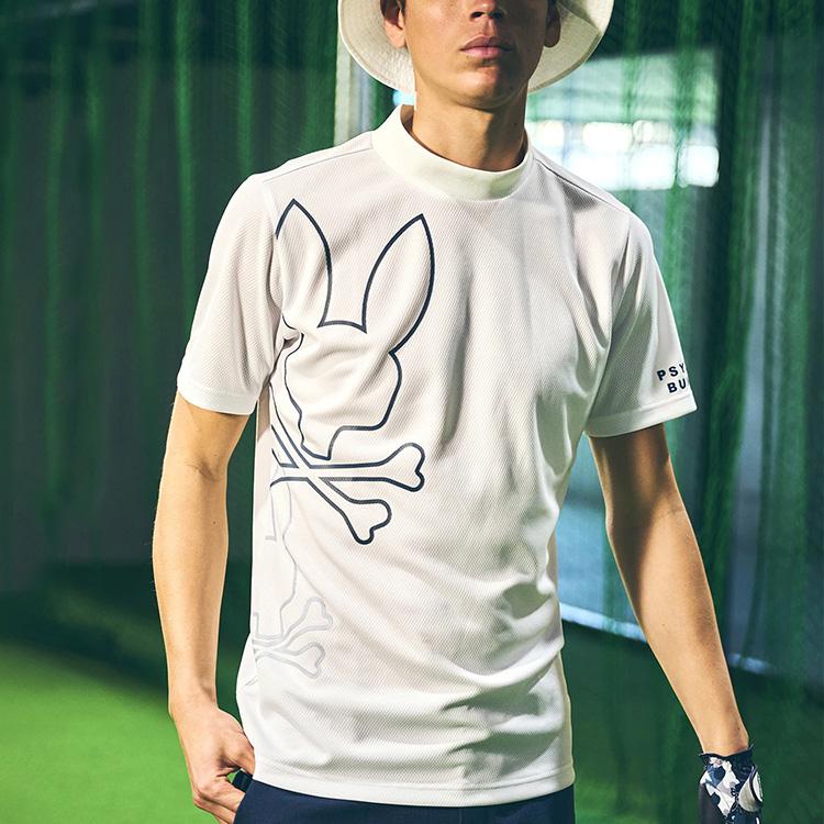 超美品☆ サイコバニー メンズ ロゴ モックネック L 半袖 ゴルフウエア 春夏 Psycho Bunny（サイコバニー） ゴルフ モックシャツ メンズ 半袖