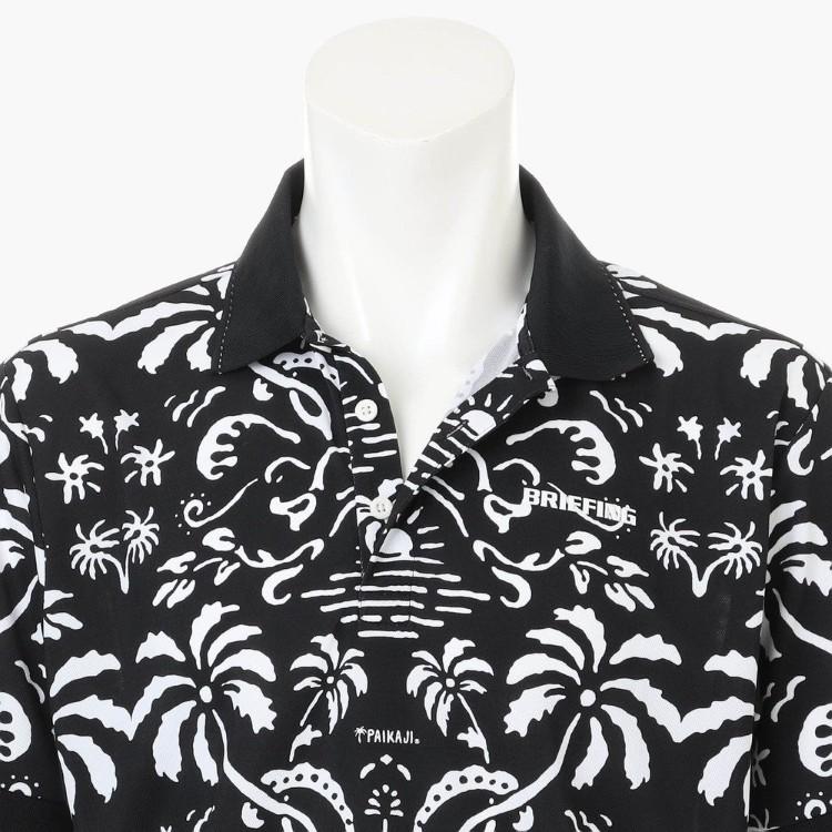 BRIEFING★ブリーフィングポロシャツ★ブラック×ホワイト★総柄L★極美品 BRIEFING GOLF（ブリーフィングゴルフ） ブリーフィング ゴルフ