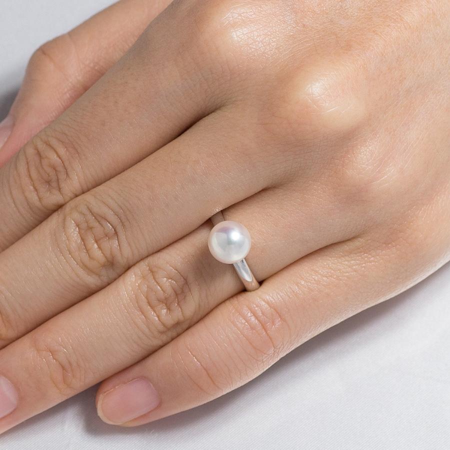 真珠 リング 指輪 アコヤ あこや パール 伊勢志摩 卸 8.2mm k18wg  