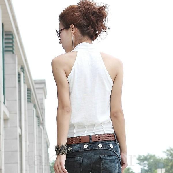 ホルターネックノースリーブブラウスレディース トップス 黒 白 夏物 シャツブラウス タンクトップ インナー コットン カジュアル オフィスol 1806apml286 滝戸商事 通販 Yahoo ショッピング