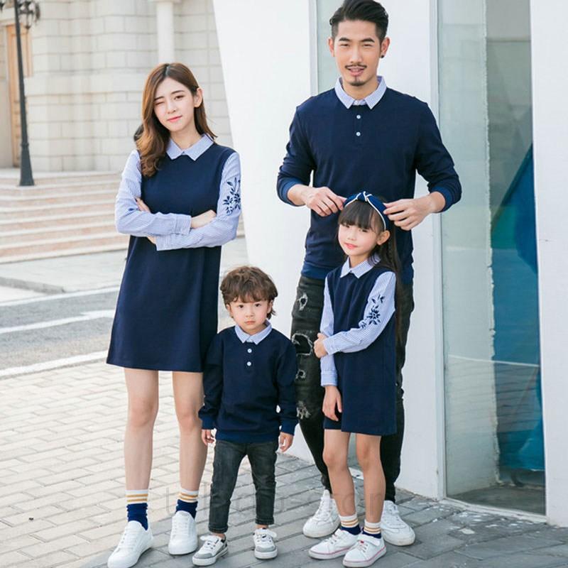 親子ペア カップル ペアルック ワンピース ステッチング 男の子 女の子 長袖 春秋着 子供 ママ パパ 娘 息子 おそろい 夏 親子 恋人 Tシャツ ファミリー 折襟 1901aaa015 滝戸商事 通販 Yahoo ショッピング