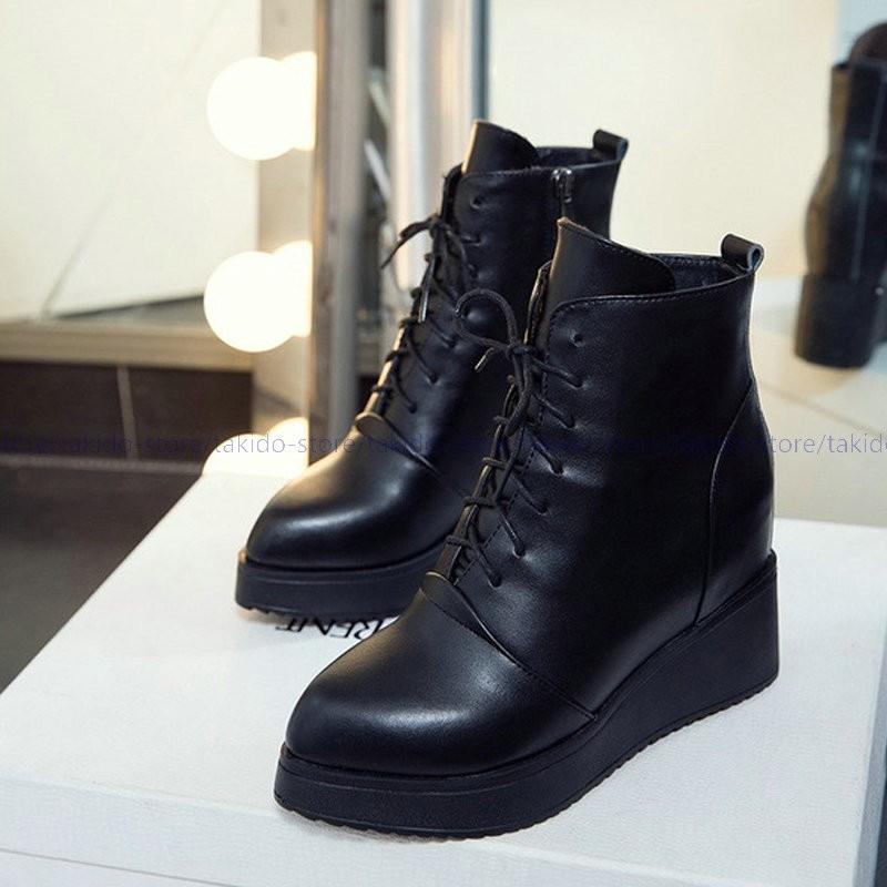 人気新品 レースアップブーツ ウェッジソール 厚底 編み上げ レディース ショートブーツ サイドジップ ブーティ アンクルブーツ ウェッジソールブーツ 美脚 81711hm235 滝戸商事 通販 Yahoo ショッピング