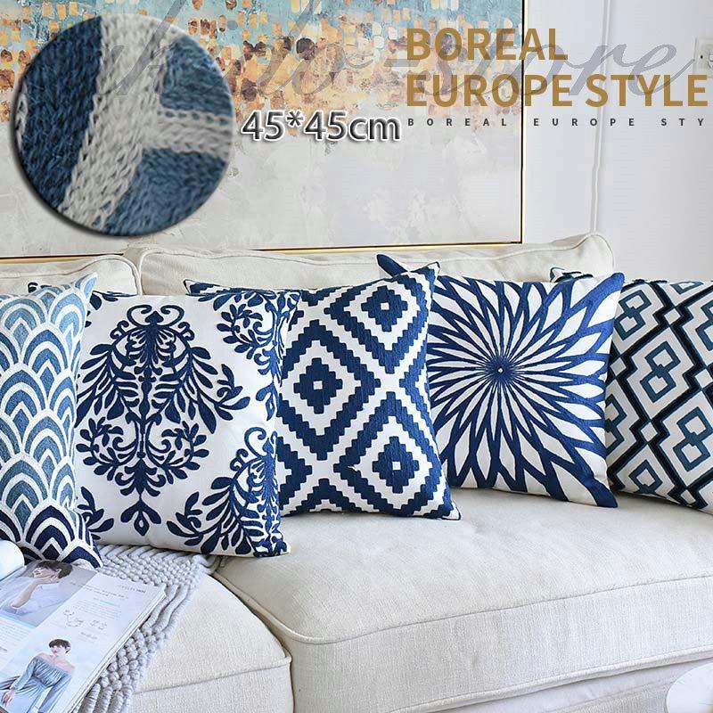 クッションカバー 刺繍 背当てカバー 洗える 座布団カバー 45 45cm クッション カバー 角型