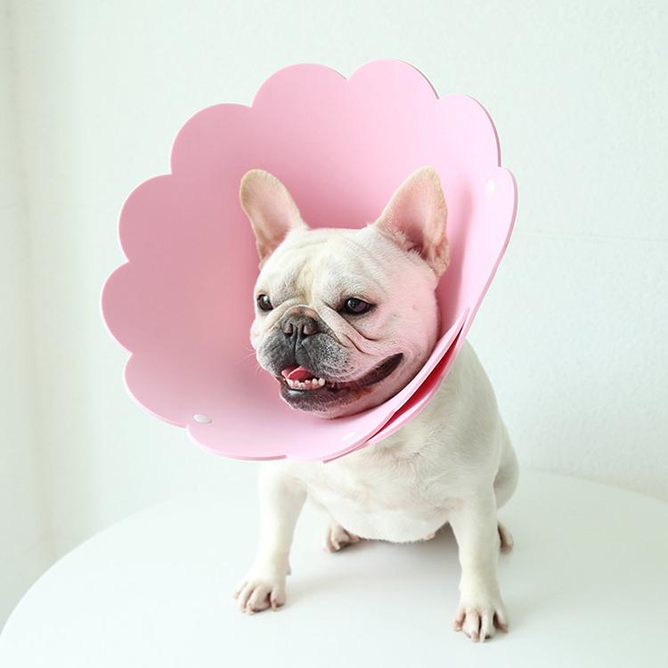 ピンク Mサイズ エリザベスカラー 花 ペット 犬 猫 兼用 介護用 術後
