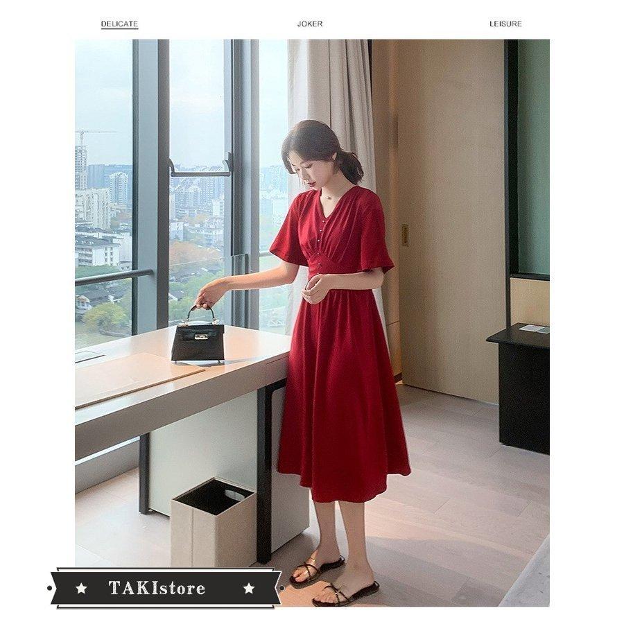 ワンピース レディース 40代ワンピース 春夏 半袖 シフォンワンピース 無地 マキシワンピース Vネック オシャレ 結婚式ドレス お出かけ 大人 30代 50代 世界的に有名な