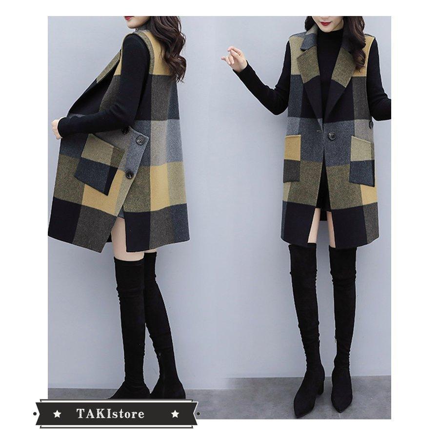新作人気 ベストコート レディース 秋冬 40代 チェスターベスト チェック柄 ミディアム丈 ラシャコート 厚手オーバー ゆったりアウター 通勤 着痩せ オシャレ 大人 Cisama Sc Gov Br