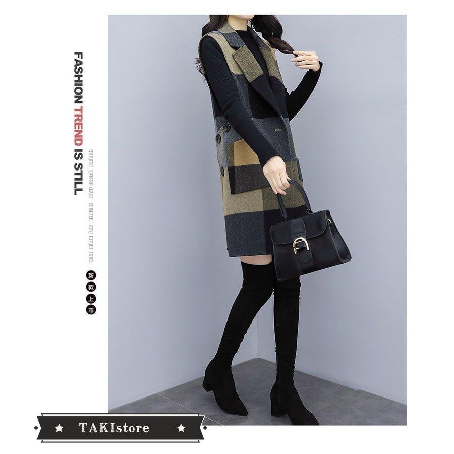 新作人気 ベストコート レディース 秋冬 40代 チェスターベスト チェック柄 ミディアム丈 ラシャコート 厚手オーバー ゆったりアウター 通勤 着痩せ オシャレ 大人 Cisama Sc Gov Br