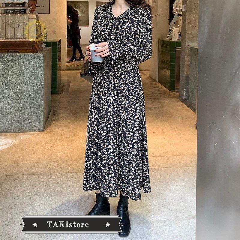 華麗 春夏秋冬 レディース 長袖ワンピース 花柄ワンピース 冬 ワンピース ロングワンピース 大きいサイズ おしゃれ 韓国風 着痩せ きれいめ マキシ ワンピース サイズ Xl Athomeinparis Fr