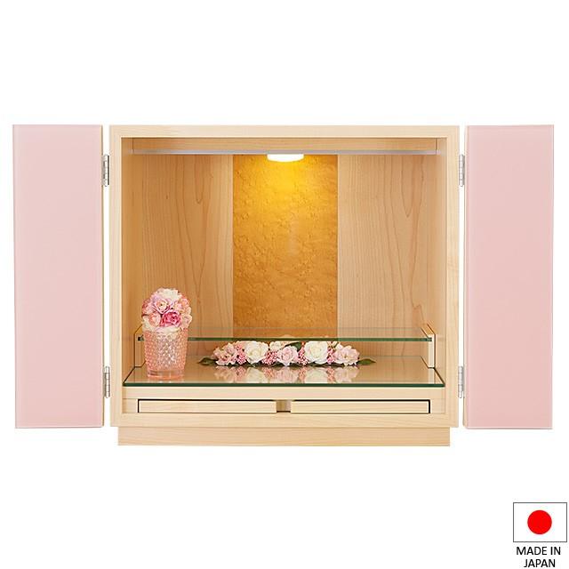 仏壇 モダンミニ仏壇 コーラル パステルピンク 上置き型 14号（小型 家具調仏壇） 国産(日本製)