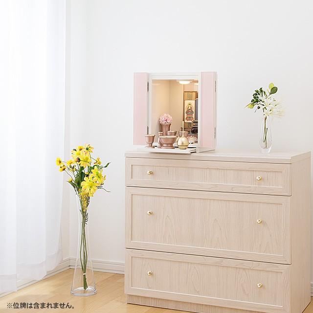 仏壇 モダン ミニ仏壇 ミナモ 桜アレンジメントフラワー付き 上置き型 12号 仏具セット付き（モダン仏壇 家具調仏壇） 国産(日本製)_16