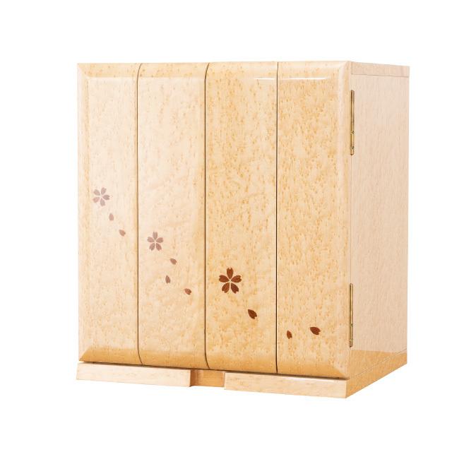 仏壇 モダンミニ仏壇 コレット バーズアイメープル 花びら入り 上置き型 14号 高さ41.5cm×巾37cm ミニ 家具調仏壇 モダン仏壇 小さい 国産 日本製