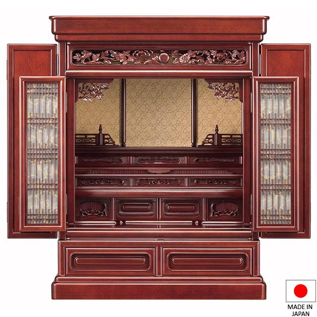 仏壇 唐木ミニ仏壇 ゆとり 桜色 28号 高さ84.5cm×巾65.5cm 唐木仏壇 上置き型 伝統型仏壇 国産 日本製