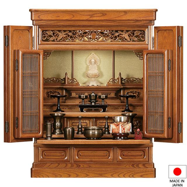 仏壇屋 滝田商店 仏壇 唐木ミニ仏壇 京華 欅(明色) 28号 高さ 仏壇屋 滝田商店 仏壇 唐木ミニ仏壇 京華 欅(明色) 28号 高さ