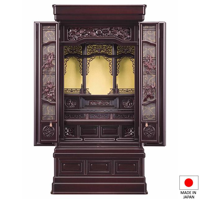 昭和レトロ✨高級品✨唐木調 茶棚 彫刻 透かし細工 梅に鳥 竹文様 床の間 仏壇屋 滝田商店 仏壇 唐木仏壇 八重 桜色 43×20号 台付型(床置き) 高