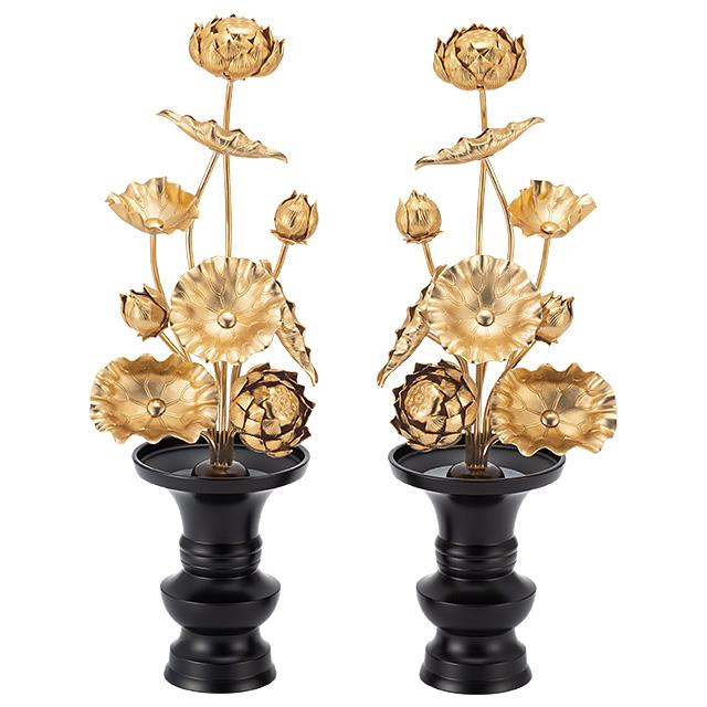 仏壇屋 滝田商店 常花 花立付 7寸(一対) 総高さ35cm（仏壇用 日本製