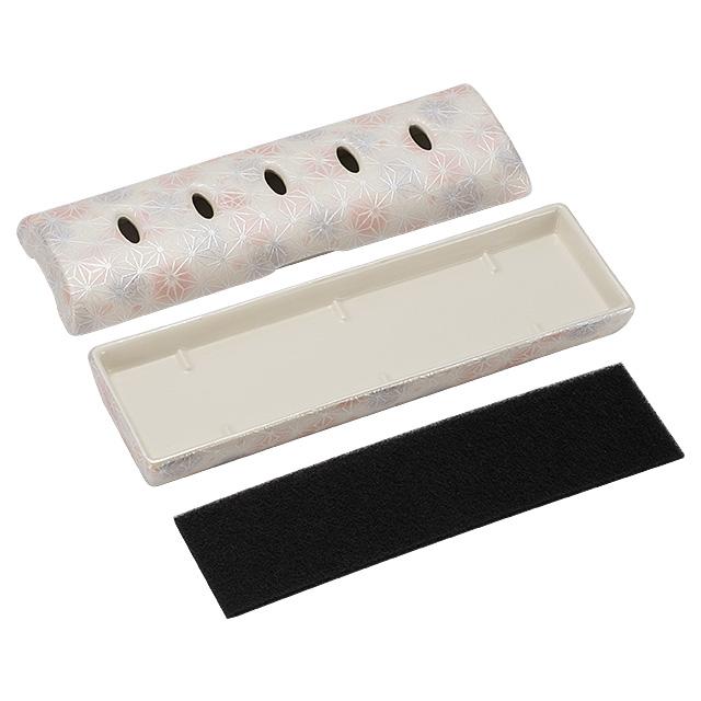 仏壇屋 滝田商店 陶器製長香炉 彩さしこ ピンク 巾17.9cm×奥行 仏壇屋 滝田商店 陶器製長香炉 彩さしこ ピンク 巾17.9cm×奥行