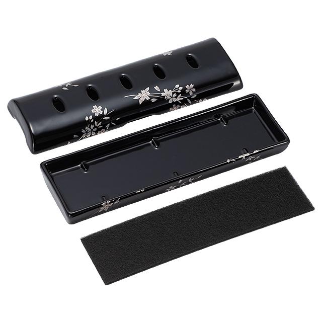 仏壇屋 滝田商店 陶器製長香炉 銀襴さくら 巾17.9cm×奥行5.6cm