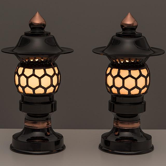 仏壇屋 滝田商店 置き灯篭 丸型 ブロンズ 5寸(一対) : 仏壇・仏具販売