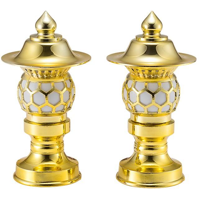 仏壇屋 滝田商店 置き灯篭 丸型 金 5寸(一対) : 仏壇・仏具販売-仏壇屋
