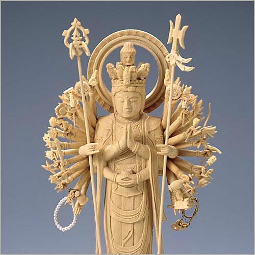 千手観音菩薩立像 白木製 4.5寸 : 仏壇・仏具販売-仏壇屋 滝田