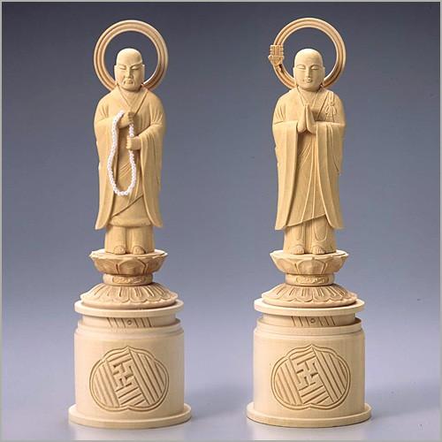 善導大師・法然上人(浄土宗の脇侍一対) 白木製 4.5寸_1