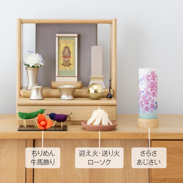 仏壇屋 滝田商店 盆提灯 ミニ お盆セット さらさ あじさい コードレス