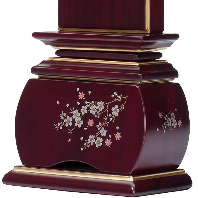 位牌 唐木蒔絵位牌 「優雅 風桜 紫檀」 4寸（戒名文字入れ込み）（本位牌 モダン位牌 唐木位牌）_3