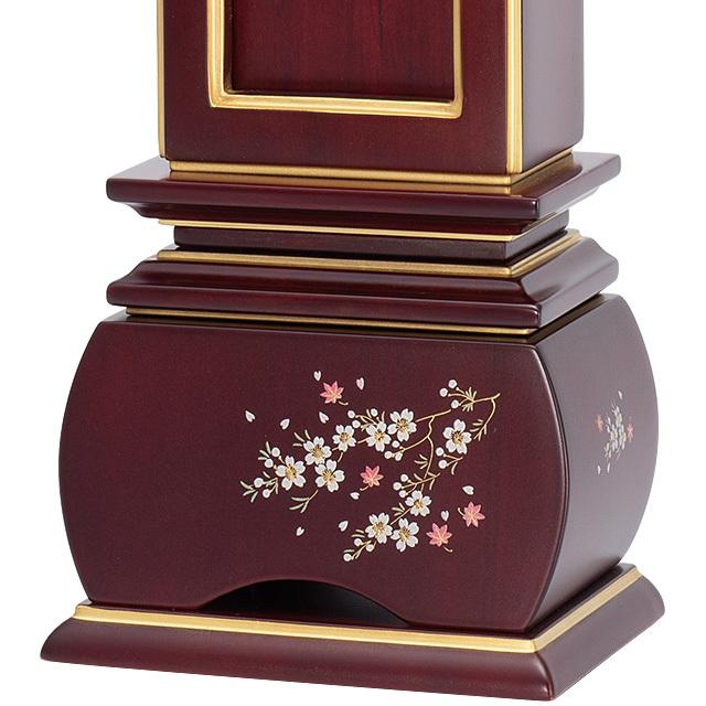 仏壇屋 滝田商店 位牌 唐木蒔絵 回出位牌 「優雅 風桜 紫檀」 3.5寸