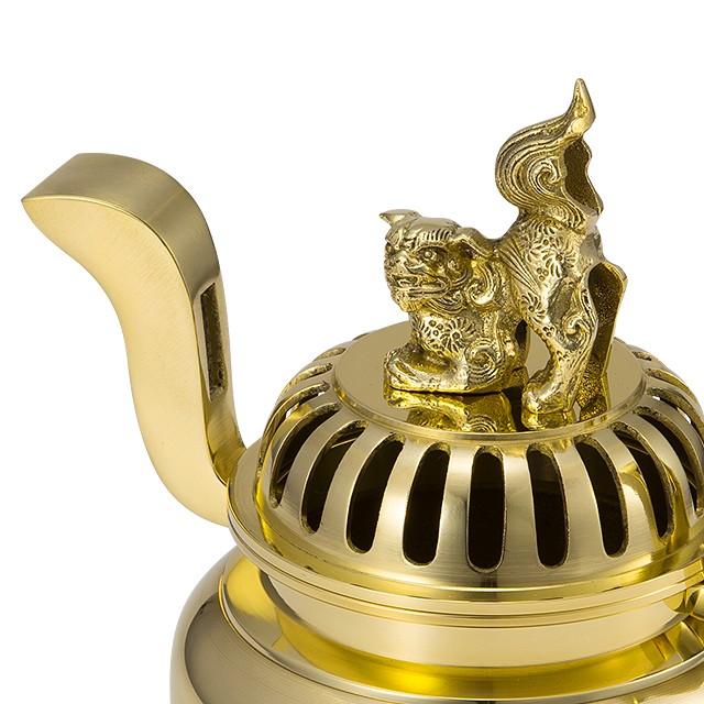 仏壇屋 滝田商店 獅子掛中口 香炉 磨き 6寸付(寺院用仏具 仏壇屋 滝田商店 獅子掛中口 香炉 磨き 6寸付(寺院用仏具