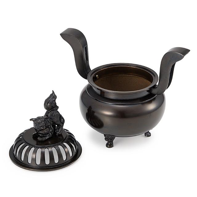 独創的獅子掛中口 香炉 黒色 5寸付（寺院用仏具） 仏事用香炉 | atlas