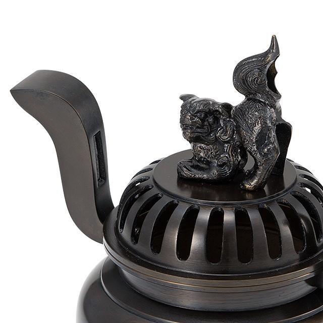 仏壇屋 滝田商店 獅子掛中口 香炉 黒色 8寸付（寺院用仏具
