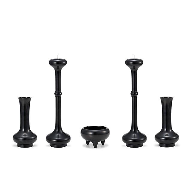 仏壇屋 滝田商店 寛通型 五具足 黒色 9寸（寺院用仏具） : 仏壇・仏具