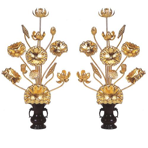 仏壇屋 滝田商店 常花 木製 本金箔 2尺(9本立)(一対)(木花)（寺院用
