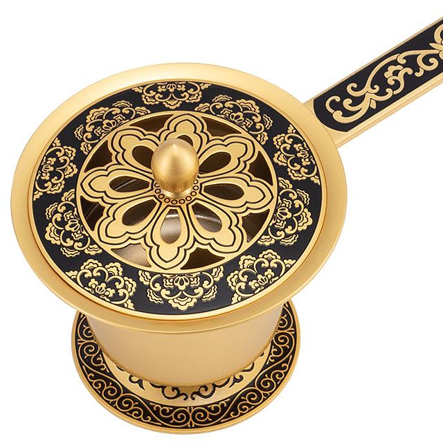 仏壇屋 滝田商店 唐草彫り 豆柄香炉 黒 真鍮製 長さ16.5cm×巾6.5 仏壇屋 滝田商店 唐草彫り 豆柄香炉 黒 真鍮製 長さ16.5cm×巾6.5