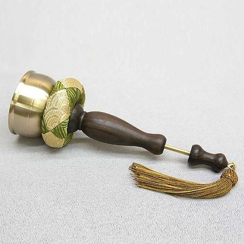 仏壇屋 滝田商店 携帯印金セット 黒檀柄 金襴袋付き（携帯用リン りん 