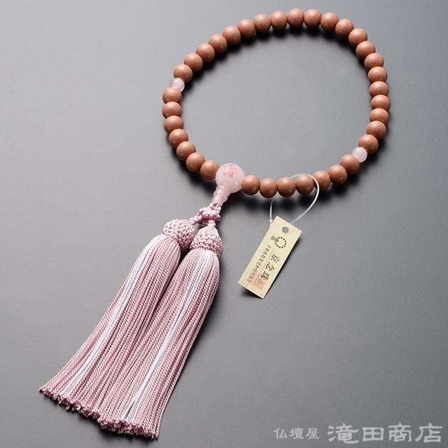 仏壇屋 滝田商店 数珠 女性用 紅桜 ローズクォーツ桜彫り 8mm玉 仏壇屋 滝田商店 数珠 女性用 紅桜 ローズクォーツ桜彫り 8mm玉