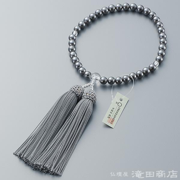 仏壇屋 滝田商店 数珠 女性用 黒貝パール 7mm玉 念珠袋付き : 仏壇